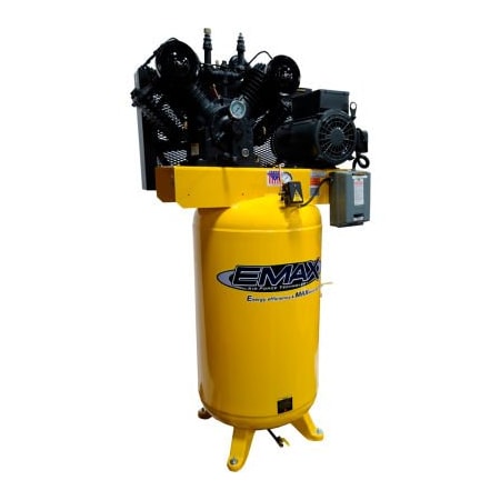 Emax Compressor EMAX PE10V080V1, 10 HP, Two-Stage Compressor, 80 Gallon, Vertical, 175 PSI, 34 CFM, 1-Phase 208-230V PE10V080V1